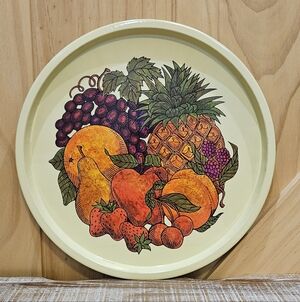 Vintage | Elite Trays Metal Serving Tray | Fruit Pattern | Great Britain